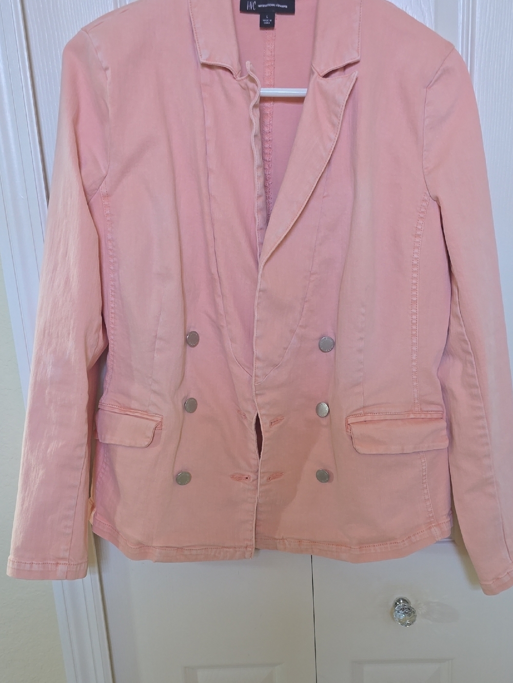 H&M Light Pink Double-Breasted Cotton Blazer